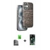 MARSİLYAN™- iPhone 16 Kılıf Atlas Minimal Özel Seri - Siyah 360 Mat Full Body Arka Koruyucu + Raze Metal Kamera Lens - SH