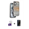 MARSİLYAN™- iPhone 16 Kılıf Atlas Minimal Özel Seri - Siyah 3D Antistatik Hayalet Cam Ekran Koruyucu + Bilvis Titan Kamera Lens - GS