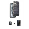 MARSİLYAN™- iPhone 16 Kılıf Atlas Minimal Özel Seri - Siyah 3D Antistatik Hayalet Cam Ekran Koruyucu + PVD Metal Kamera Lens - MI