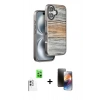 MARSİLYAN™- iPhone 16 Kılıf Atlas Minimal Özel Seri - Siyah 3D Antistatik Mat Seramik Nano Ekran Koruyucu + Raze Metal Kamera Lens - BZ