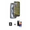 MARSİLYAN™- iPhone 16 Kılıf Atlas Minimal Özel Seri - Siyah 3D Antistatik Mat Seramik Nano Ekran Koruyucu + PVD Metal Kamera Lens - PE