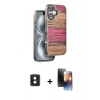 MARSİLYAN™- iPhone 16 Kılıf Atlas Minimal Özel Seri - Siyah 3D Antistatik Mat Seramik Nano Ekran Koruyucu + PVD Metal Kamera Lens - PE