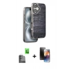 MARSİLYAN™- iPhone 16 Kılıf Atlas Minimal Özel Seri - Siyah 3D Antistatik Mat Seramik Nano Ekran Koruyucu + Raze Metal Kamera Lens - SH