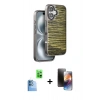 MARSİLYAN™- iPhone 16 Kılıf Atlas Minimal Özel Seri - Siyah 3D Antistatik Mat Seramik Nano Ekran Koruyucu + Raze Metal Kamera Lens - LT