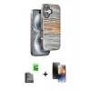 MARSİLYAN™- iPhone 16 Kılıf Atlas Minimal Özel Seri - Siyah 3D Antistatik Mat Seramik Nano Ekran Koruyucu + Raze Metal Kamera Lens - SH