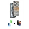 MARSİLYAN™- iPhone 16 Kılıf Atlas Minimal Özel Seri - Siyah 3D Antistatik Mat Seramik Nano Ekran Koruyucu + Raze Metal Kamera Lens - LT