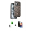 MARSİLYAN™- iPhone 16 Kılıf Atlas Minimal Özel Seri - Siyah 3D Antistatik Mat Seramik Nano Ekran Koruyucu + Raze Metal Kamera Lens - BZ