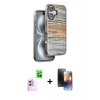 MARSİLYAN™- iPhone 16 Kılıf Atlas Minimal Özel Seri - Siyah 3D Antistatik Mat Seramik Nano Ekran Koruyucu + Raze Metal Kamera Lens - PE