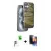 MARSİLYAN™- iPhone 16 Kılıf Atlas Minimal Özel Seri - Siyah 3D Antistatik Mat Seramik Nano Ekran Koruyucu + Raze Metal Kamera Lens - BZ