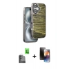 MARSİLYAN™- iPhone 16 Kılıf Atlas Minimal Özel Seri - Siyah 3D Antistatik Mat Seramik Nano Ekran Koruyucu + Raze Metal Kamera Lens - SH