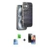 MARSİLYAN™- iPhone 16 Kılıf Atlas Minimal Özel Seri - Siyah 3D Antistatik Mat Seramik Nano Ekran Koruyucu + Raze Metal Kamera Lens - LT