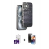 MARSİLYAN™- iPhone 16 Kılıf Atlas Minimal Özel Seri - Siyah 3D Antistatik Mat Seramik Nano Ekran Koruyucu + Bilvis Titan Kamera Lens - GS