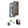 MARSİLYAN™- iPhone 16 Kılıf Atlas Minimal Özel Seri - Siyah 3D Antistatik Mat Seramik Nano Ekran Koruyucu + Raze Metal Kamera Lens - SH