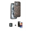 MARSİLYAN™- iPhone 16 Kılıf Atlas Minimal Özel Seri - Siyah 3D Antistatik Mat Seramik Nano Ekran Koruyucu + Yeşil PVD Metal Kamera Lens