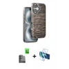 MARSİLYAN™- iPhone 16 Kılıf Atlas Minimal Özel Seri - Siyah 3D Antistatik Seramik Nano Ekran Koruyucu + Raze Metal Kamera Lens - SH