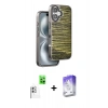 MARSİLYAN™- iPhone 16 Kılıf Atlas Minimal Özel Seri - Siyah Bilvis 5in1 3D Magic Cam Ekran Koruyucu + Raze Metal Kamera Lens - BZ
