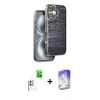 MARSİLYAN™- iPhone 16 Kılıf Atlas Minimal Özel Seri - Siyah Bilvis 5in1 3D Magic Cam Ekran Koruyucu + Raze Metal Kamera Lens - BZ