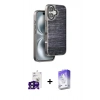 MARSİLYAN™- iPhone 16 Kılıf Atlas Minimal Özel Seri - Siyah Bilvis 5in1 3D Magic Cam Ekran Koruyucu + Bilvis Titan Kamera Lens - SH