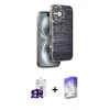 MARSİLYAN™- iPhone 16 Kılıf Atlas Minimal Özel Seri - Siyah Bilvis 5in1 3D Magic Cam Ekran Koruyucu + Bilvis Titan Kamera Lens - PE