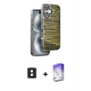 MARSİLYAN™- iPhone 16 Kılıf Atlas Minimal Özel Seri - Siyah Bilvis 5in1 3D Magic Cam Ekran Koruyucu + PVD Metal Kamera Lens - PE