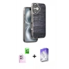 MARSİLYAN™- iPhone 16 Kılıf Atlas Minimal Özel Seri - Siyah Bilvis 5in1 3D Magic Cam Ekran Koruyucu + Raze Metal Kamera Lens - PE