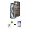 MARSİLYAN™- iPhone 16 Kılıf Atlas Minimal Özel Seri - Siyah Bilvis 5in1 3D Magic Cam Ekran Koruyucu + Raze Metal Kamera Lens - PE