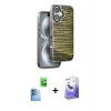 MARSİLYAN™- iPhone 16 Kılıf Atlas Minimal Özel Seri - Siyah Bilvis 5in1 5D Magic Hayalet Cam Ekran Koruyucu + Raze Metal Kamera Lens - LT