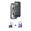 MARSİLYAN™- iPhone 16 Kılıf Atlas Minimal Özel Seri - Siyah Bilvis 5in1 5D Magic Hayalet Cam Ekran Koruyucu + Bilvis Titan Kamera Lens - GS
