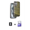 MARSİLYAN™- iPhone 16 Kılıf Atlas Minimal Özel Seri - Siyah Bilvis 5in1 5D Magic Hayalet Cam Ekran Koruyucu + PVD Metal Kamera Lens - MI