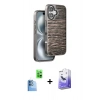 MARSİLYAN™- iPhone 16 Kılıf Atlas Minimal Özel Seri - Siyah Bilvis 5in1 5D Magic Hayalet Cam Ekran Koruyucu + Raze Metal Kamera Lens - LT