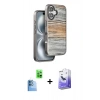 MARSİLYAN™- iPhone 16 Kılıf Atlas Minimal Özel Seri - Siyah Bilvis 5in1 5D Magic Hayalet Cam Ekran Koruyucu + Raze Metal Kamera Lens - LT