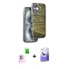 MARSİLYAN™- iPhone 16 Kılıf Atlas Minimal Özel Seri - Siyah Bilvis 5in1 5D Magic Hayalet Cam Ekran Koruyucu + Raze Metal Kamera Lens - PE
