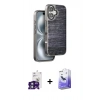 MARSİLYAN™- iPhone 16 Kılıf Atlas Minimal Özel Seri - Siyah Bilvis 5in1 5D Magic Hayalet Cam Ekran Koruyucu + Bilvis Titan Kamera Lens - YL