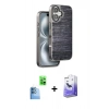 MARSİLYAN™- iPhone 16 Kılıf Atlas Minimal Özel Seri - Siyah Bilvis 5in1 5D Magic Hayalet Cam Ekran Koruyucu + Raze Metal Kamera Lens - LT