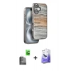 MARSİLYAN™- iPhone 16 Kılıf Atlas Minimal Özel Seri - Siyah Bilvis 5in1 5D Magic Hayalet Cam Ekran Koruyucu + Siyah Raze Metal Kamera Lens