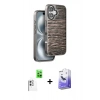 MARSİLYAN™- iPhone 16 Kılıf Atlas Minimal Özel Seri - Siyah Bilvis 5in1 5D Magic Hayalet Cam Ekran Koruyucu + Raze Metal Kamera Lens - BZ