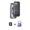 MARSİLYAN™- iPhone 16 Kılıf Atlas Minimal Özel Seri - Siyah Bilvis 5in1 5D Magic Hayalet Cam Ekran Koruyucu + PVD Metal Kamera Lens - MI