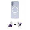 MARSİLYAN™- iPhone 16 Kılıf Çekirdek Klasik - Şeffaf Pasifik Cam Ekran Koruyucu + Bilvis Titan Kamera Lens - GS