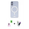 MARSİLYAN™- iPhone 16 Kılıf Çekirdek Klasik - Şeffaf Pasifik Cam Ekran Koruyucu + Raze Metal Kamera Lens - PE
