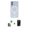 MARSİLYAN™- iPhone 16 Kılıf Çekirdek Klasik - Siyah 3D Antistatik Hayalet Cam Ekran Koruyucu + Raze Metal Kamera Lens - SH