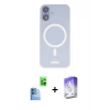 MARSİLYAN™- iPhone 16 Kılıf Çekirdek Klasik - Siyah Bilvis 5in1 3D Magic Cam Ekran Koruyucu + Lacivert Raze Metal Kamera Lens