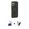 MARSİLYAN™- iPhone 16 Kılıf Çekirdek Modern Prime - Şeffaf Pasifik Cam Ekran Koruyucu + Bilvis Titan Kamera Lens - SH
