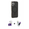 MARSİLYAN™- iPhone 16 Kılıf Çekirdek Modern Prime - Şeffaf Pasifik Cam Ekran Koruyucu + Bilvis Titan Kamera Lens - GS