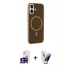 MARSİLYAN™- iPhone 16 Kılıf Çekirdek Modern Prime - Şeffaf Pasifik Cam Ekran Koruyucu + Bilvis Titan Kamera Lens - YL
