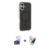 MARSİLYAN™- iPhone 16 Kılıf Çekirdek Modern Prime - Şeffaf Pasifik Cam Ekran Koruyucu + Bilvis Titan Kamera Lens - PE