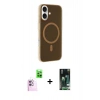 MARSİLYAN™- iPhone 16 Kılıf Çekirdek Modern Prime - Siyah 360 Mat Full Body Arka Koruyucu + Raze Metal Kamera Lens - PE