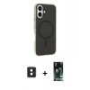 MARSİLYAN™- iPhone 16 Kılıf Çekirdek Modern Prime - Siyah 360 Mat Full Body Arka Koruyucu + PVD Metal Kamera Lens - PE