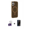 MARSİLYAN™- iPhone 16 Kılıf Çekirdek Modern Prime - Siyah 3D Antistatik Hayalet Cam Ekran Koruyucu + Bilvis Titan Kamera Lens - YL