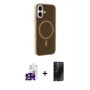 MARSİLYAN™- iPhone 16 Kılıf Çekirdek Modern Prime - Siyah 3D Antistatik Hayalet Cam Ekran Koruyucu + Bilvis Titan Kamera Lens - SH