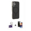 MARSİLYAN™- iPhone 16 Kılıf Çekirdek Modern Prime - Siyah 3D Antistatik Mat Seramik Nano Ekran Koruyucu + Bilvis Titan Kamera Lens - YL